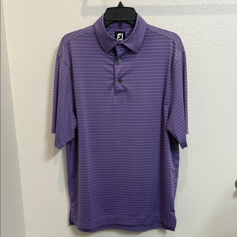 FootJoy Men's Purple Striped Polo Shirt Size Medium no clubhouse logos :)